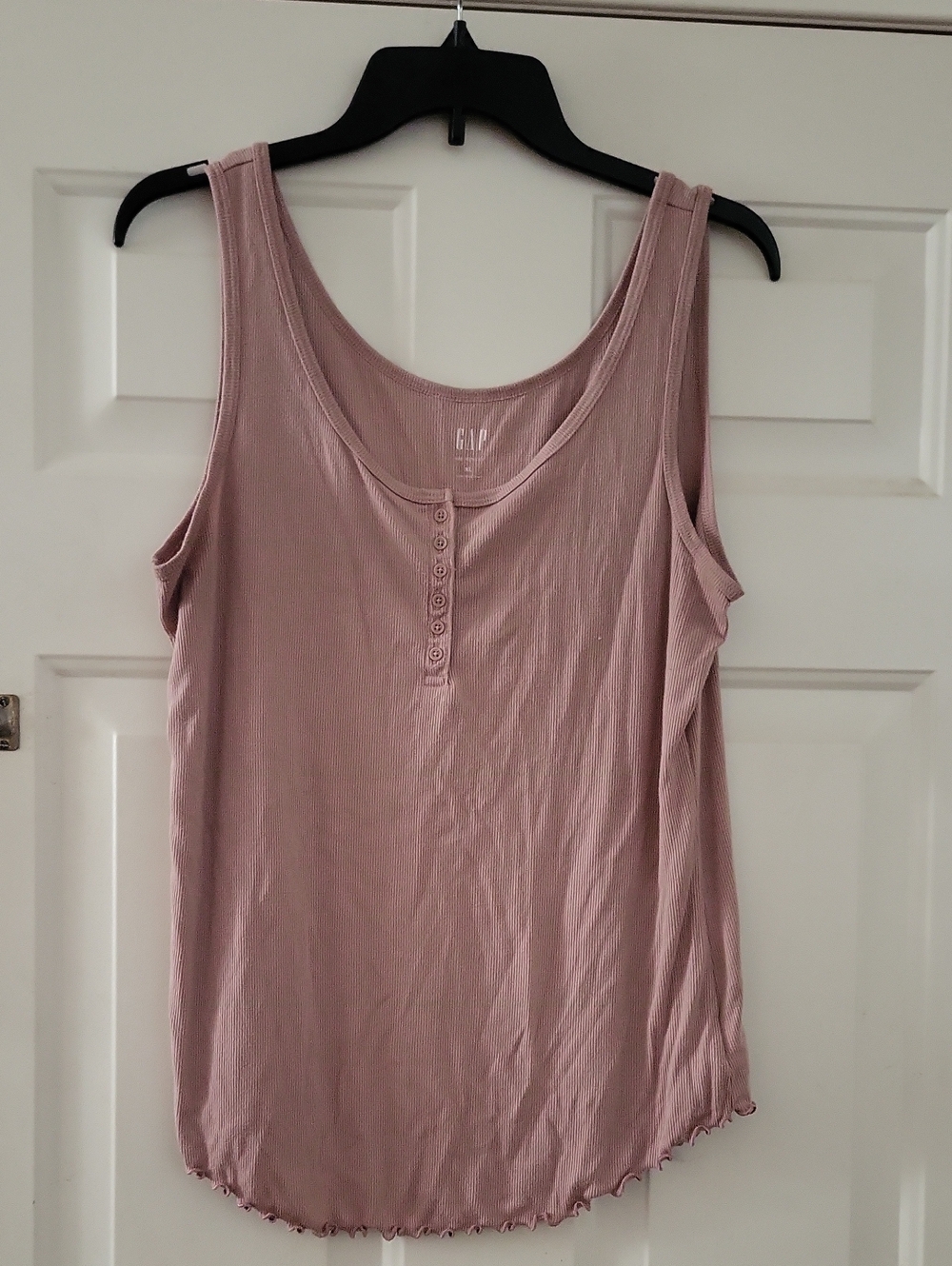 Gap Rib Henley Tank Top Rose Pink XL